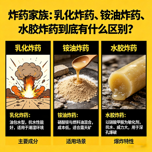 五台炸药家族：乳化炸药、铵油炸药、水胶炸药到底有什么区别？
